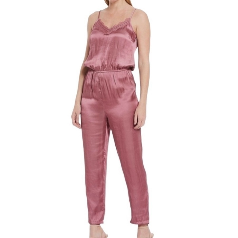 NWT Chelsea & Violet Satin‎ Lace Inset Jumpsuit S